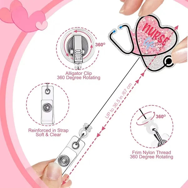 Retractable Medical Badge Reels with Different Color Pens