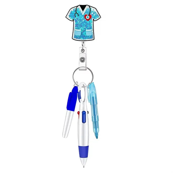Retractable Medical Badge Reels with Different Color Pens