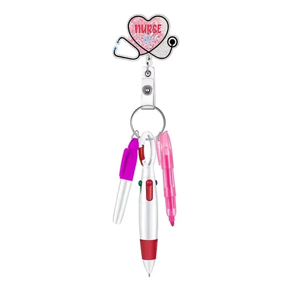 Retractable Medical Badge Reels with Different Color Pens