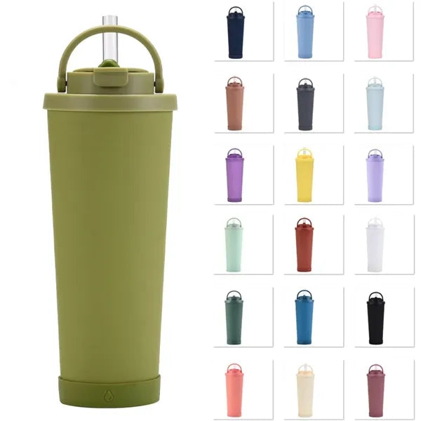 28oz Double Wall Vacuum Thermos Water Bottle With Lid Straw