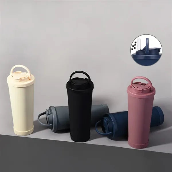 28oz Double Wall Vacuum Thermos Water Bottle With Lid Straw