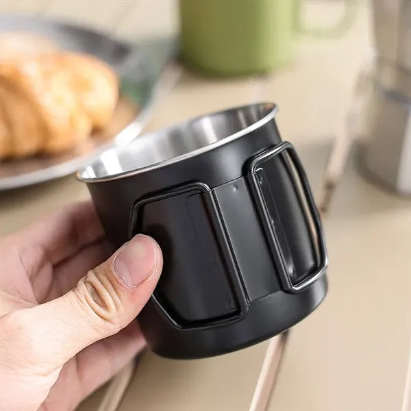 12oz Stainless Steel Camping Mug With Foldable Handle