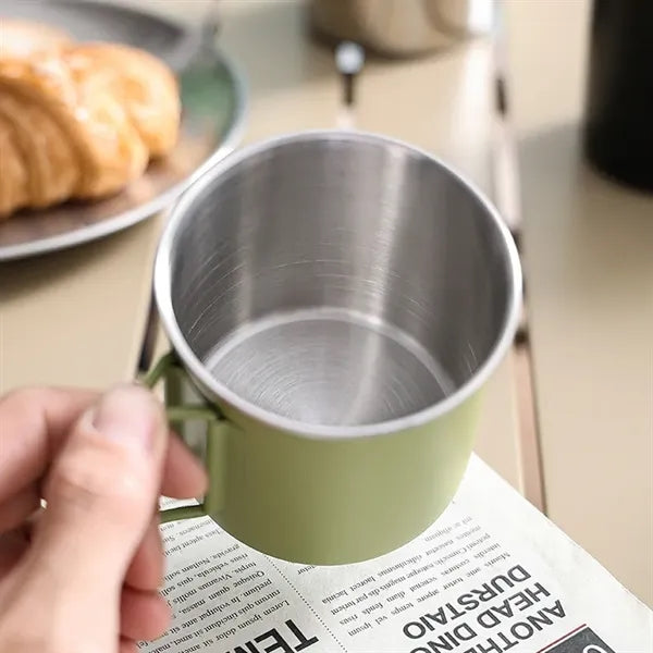 12oz Stainless Steel Camping Mug With Foldable Handle