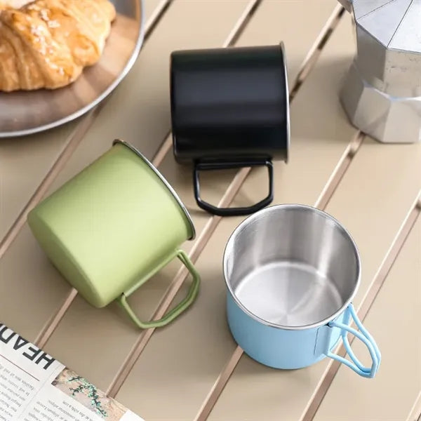 12oz Stainless Steel Camping Mug With Foldable Handle