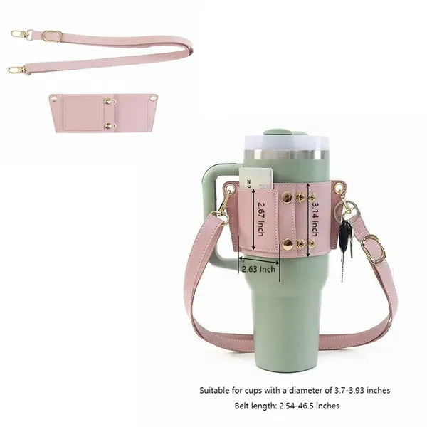 40OZ Tumbler Leather Cup Cover Adjustable Shoulder Strap