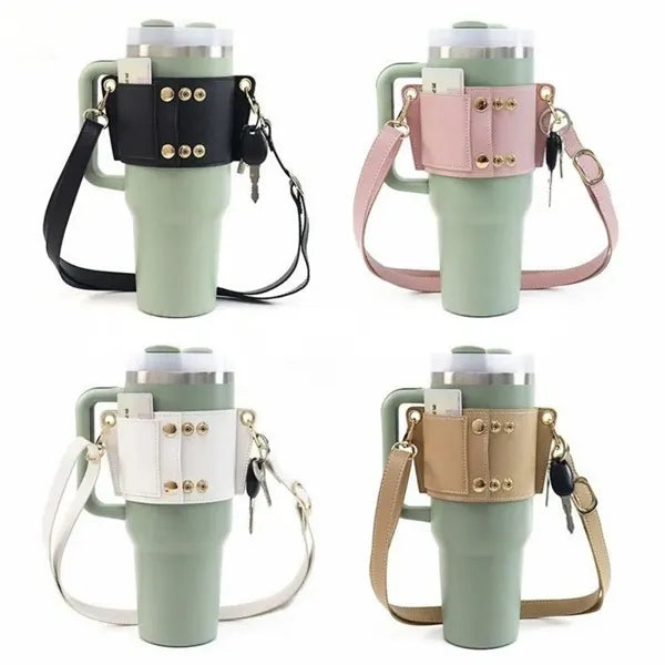 40OZ Tumbler Leather Cup Cover Adjustable Shoulder Strap