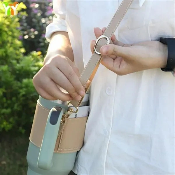 40OZ Tumbler Leather Cup Cover Adjustable Shoulder Strap