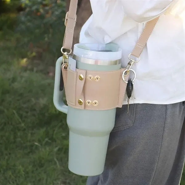 40OZ Tumbler Leather Cup Cover Adjustable Shoulder Strap