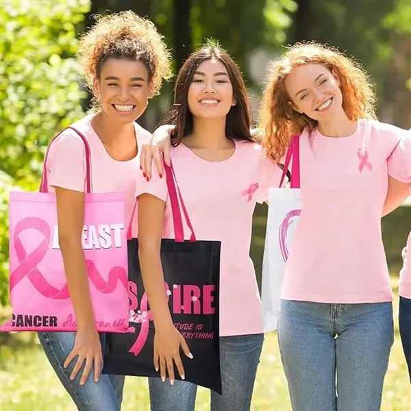 Breast Cancer Awareness Pink Laminated Tote - Screen Print