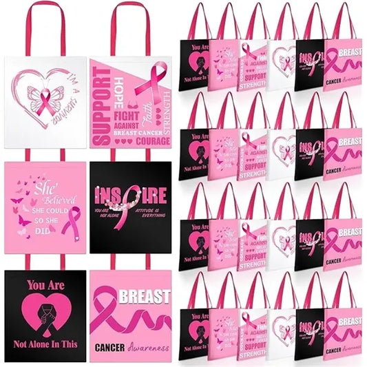 Breast Cancer Awareness Pink Laminated Tote - Screen Print