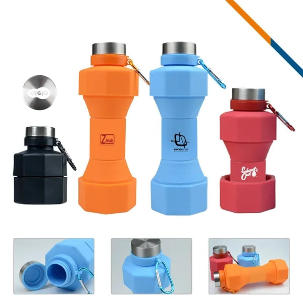 Dumbbell Collapsible Water Bottle - 22 OZ.