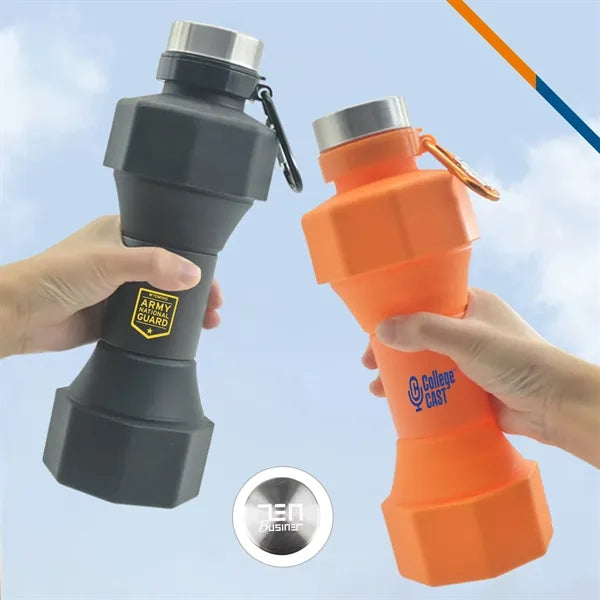 Dumbbell Collapsible Water Bottle - 22 OZ.