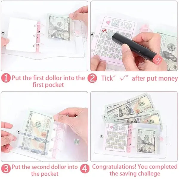 Mini Money Saving Cash Challenge Book with 25 Binder