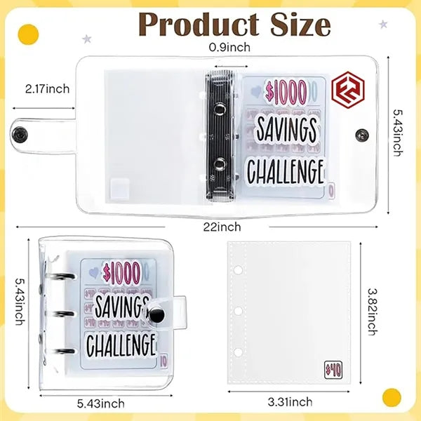 Mini Money Saving Cash Challenge Book with 25 Binder