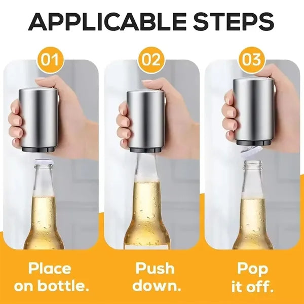 Automatic Stainless Steel Push Pop Magnetic Bottle Opener