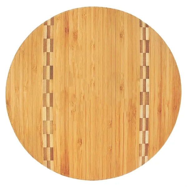 11 3/4" Round Bamboo Cutting Board with Butcher Block Inlay
