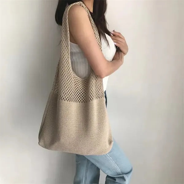 Crochet Shopping Grocery Bag Knitted Daily Tote Handbag