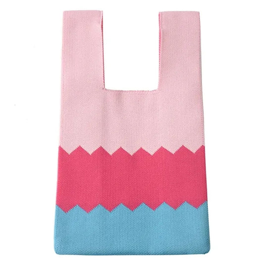 Knitted Daily Tote Handbag Crochet Shopping Grocery Bag