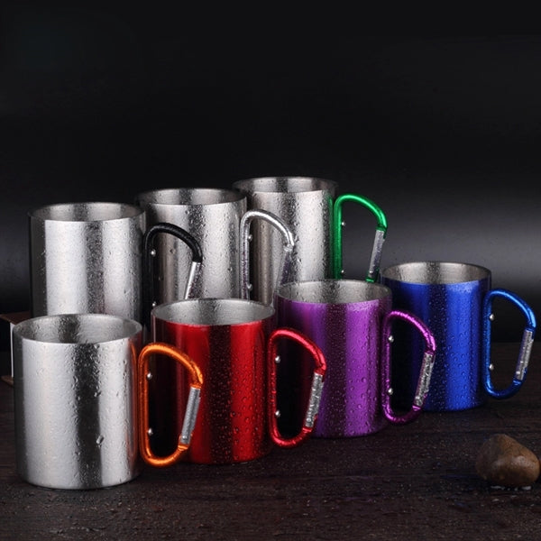 10 oz Carabiner Handle Stainless Steel Beer Mugs