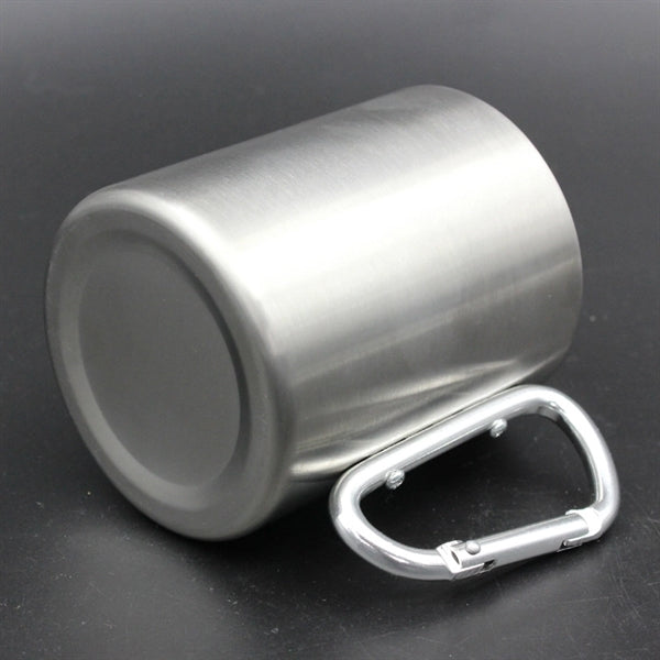 10 oz Carabiner Handle Stainless Steel Beer Mugs