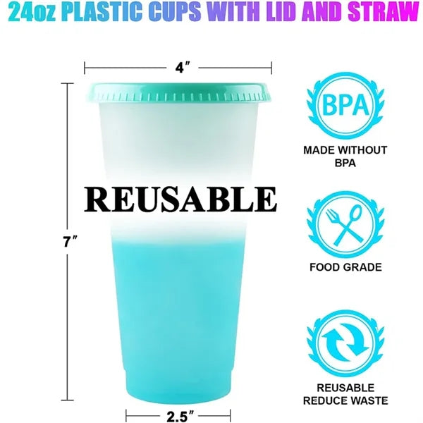 Mood Color Changing Stadium Cup with Lid & Straw