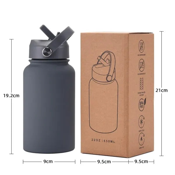 22oz Sports-Style Stainless Steel Vacuum Flask Insulated cu