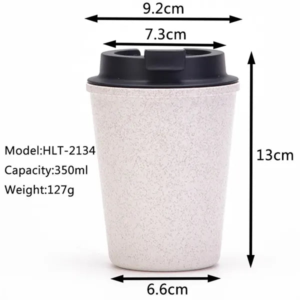 12oz Eco Wheat Straw Double-Layered Plastic Coffee Cup