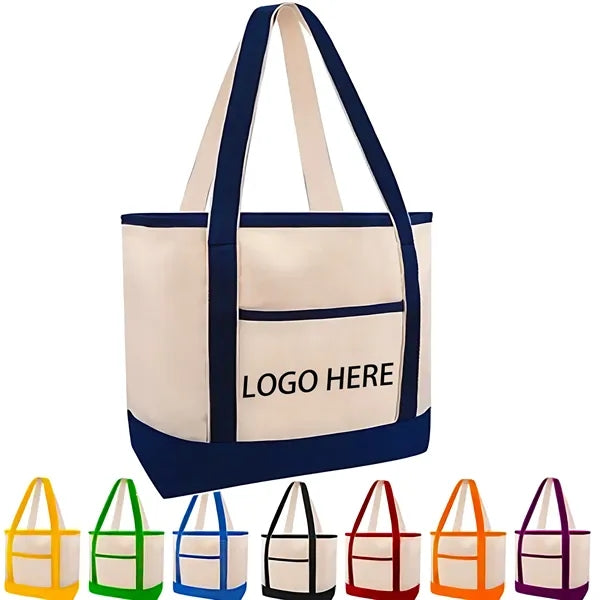 Bulk Premium Large Canvas Totes with Inside Zipper Pocket