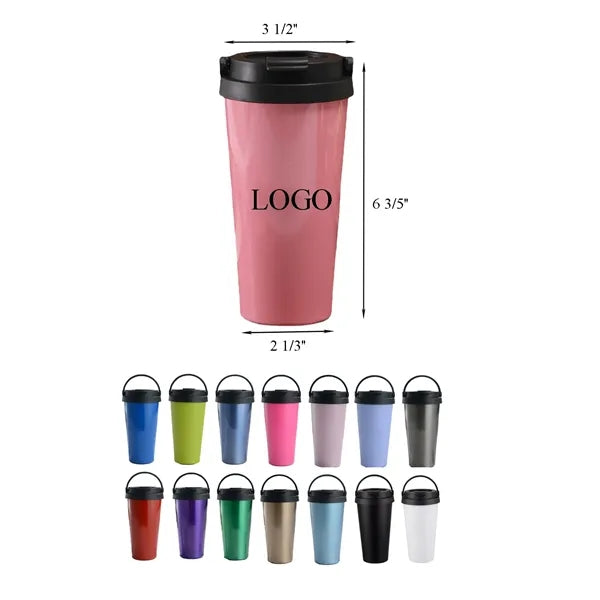 17OZ Portable Double Wall Vacuum Insulated Coffee Mug w/Lid