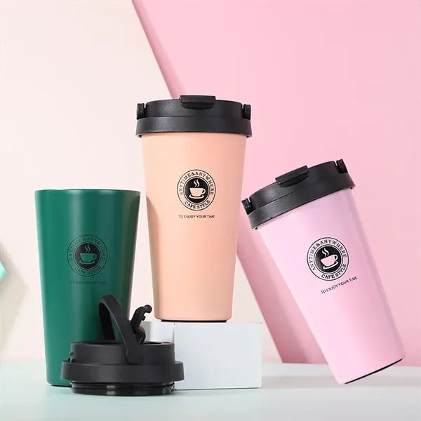 17OZ Portable Double Wall Vacuum Insulated Coffee Mug w/Lid