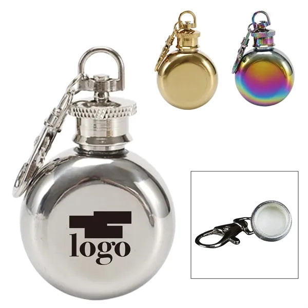 1Oz Mini Hip Flask With Keychain