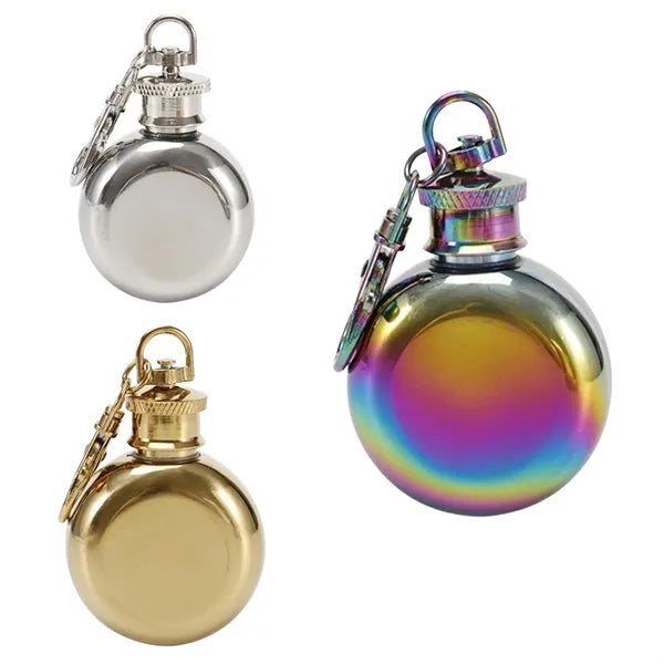 1Oz Mini Hip Flask With Keychain