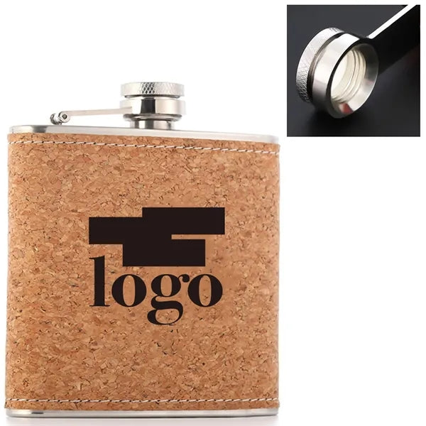 6Oz Wood Grain Stainless Steel Hip Flask