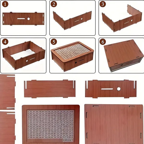 Wooden Money Saving Box Piggy Bank with Target and Counter