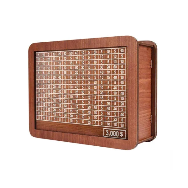 Wooden Money Saving Box Piggy Bank with Target and Counter