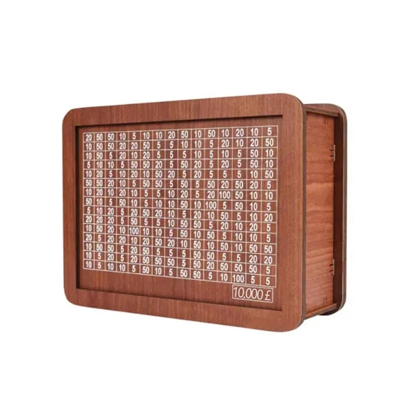 Wooden Money Saving Box Piggy Bank with Target and Counter