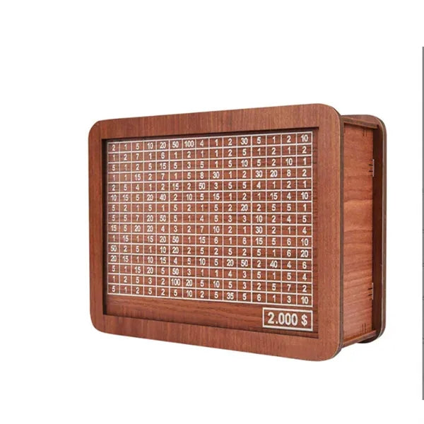 Wooden Money Saving Box Piggy Bank with Target and Counter