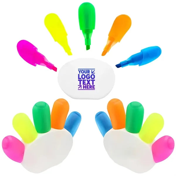 Highlighter Cartoon Finger Shape Five-Color Palm Marker