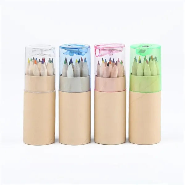 Kraft Paper Barrel Colored Pencil With Sharpener