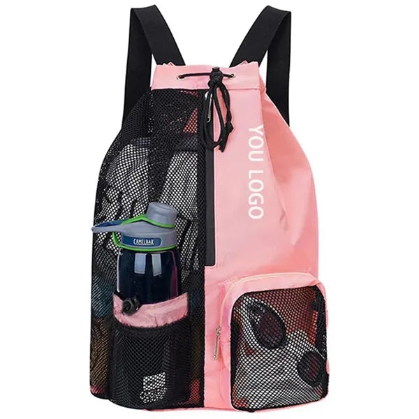 Mesh Drawstring Backpack With Wet Bag