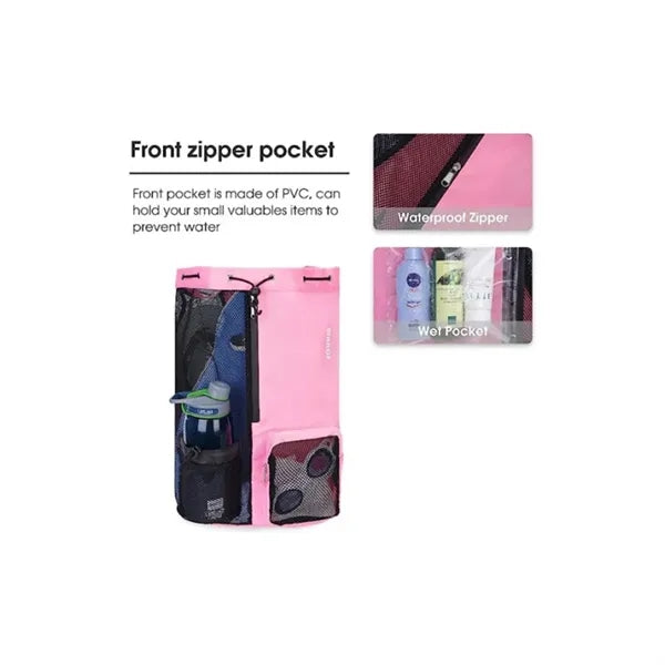Mesh Drawstring Backpack With Wet Bag