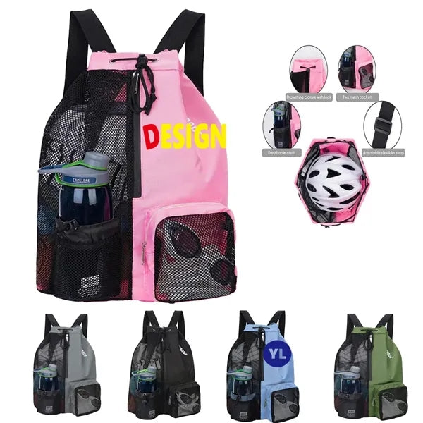 Mesh Drawstring Backpack With Wet Bag