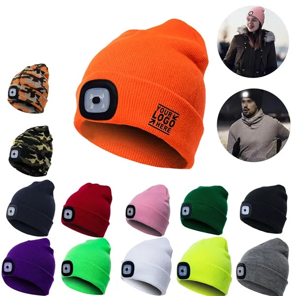 Unisex USB Rechargeable LED Beanie Hat with Light