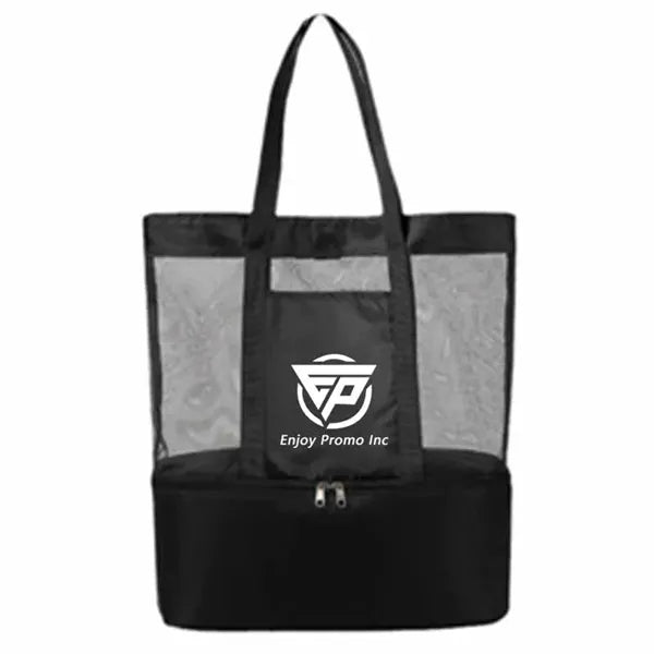 Double-Layer Thermal Insulation Mesh Zipper Beach Bag
