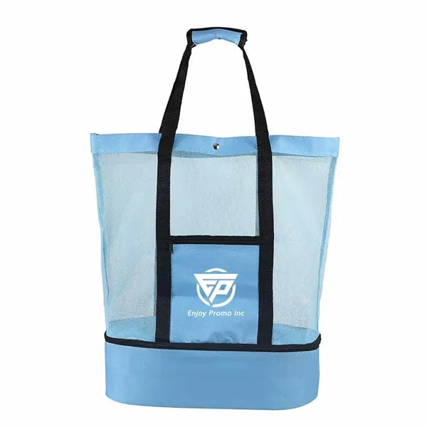 Double-Layer Thermal Insulation Mesh Zipper Beach Bag
