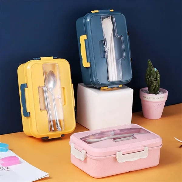1L Thickened Portable Insulated Lunch Box (With Cutlery Set)