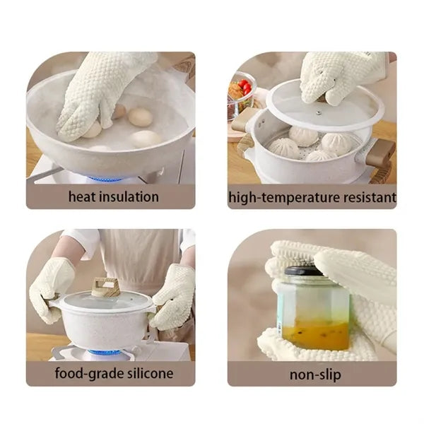 Kitchen Double-Layer Heat Resistant Oven Baking Gloves