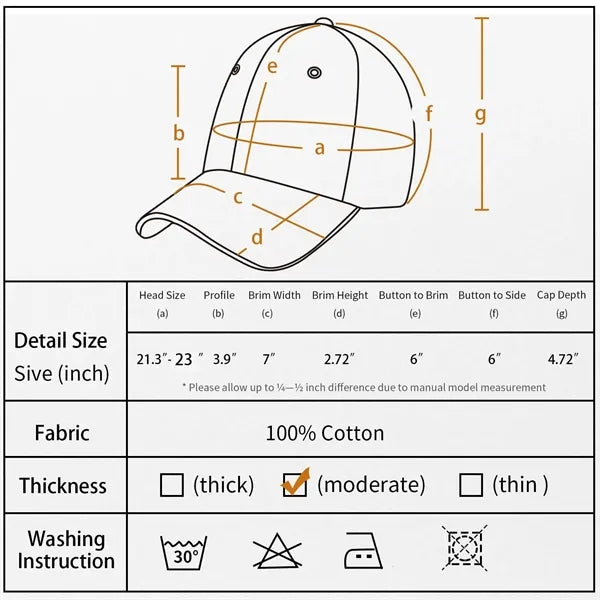 Ajustable Vintage Washed Cotton Ball Cap