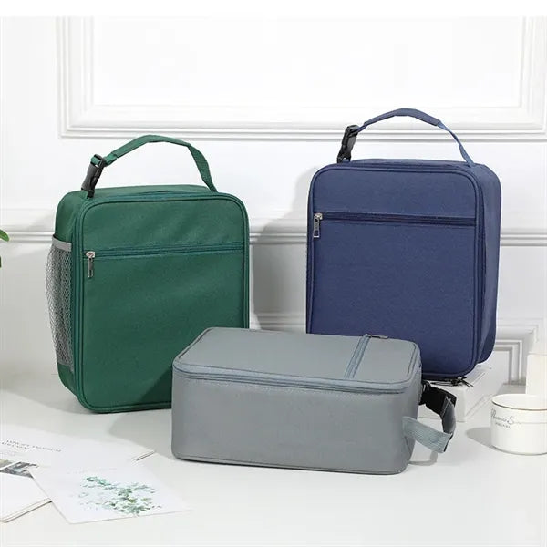 Rectangular Lunch Cooler Bag with Side Mesh Pockets
