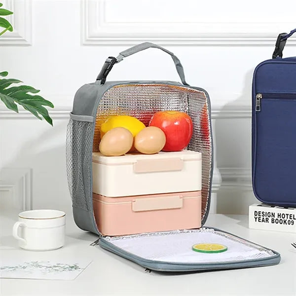 Rectangular Lunch Cooler Bag with Side Mesh Pockets